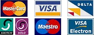 We Accept the Following Credit Cards, Mastercard, Visa, Delta, Switch, Solo, Maestro and Visa Electron